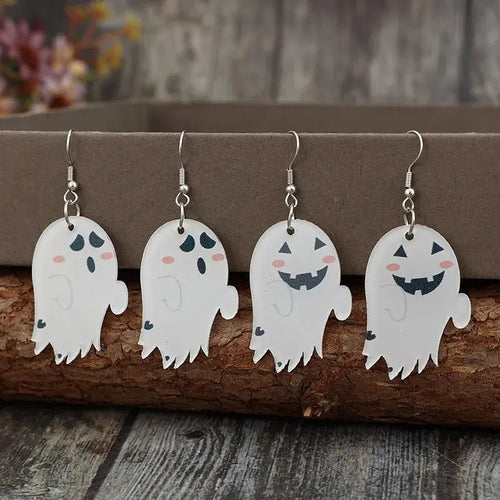 2 Piece Alloy Acrylic Halloween Ghost Dangle Earrings