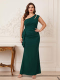 Sheath/Column One-Shoulder Sleeveless Plus Size Mother of the Bride Dresses with Ruffles & Ruched