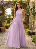 A-Line/Princess One-Shoulder Sleeveless Bridesmaid Dresses With 3D Floral
