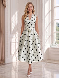 A-Line/Princess V Neck Sleeveless Tea-Length Wedding Guest Dresses with Ruched & Bowknot