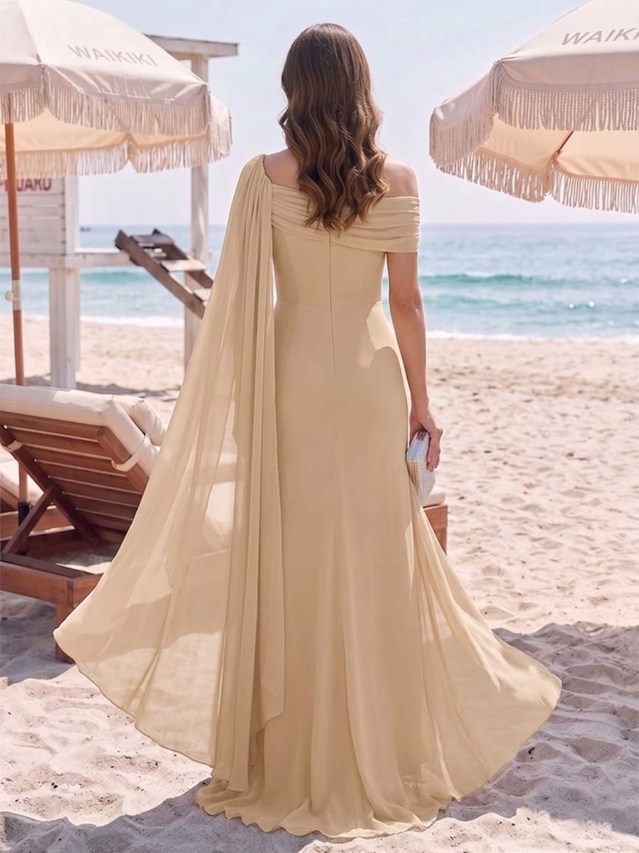 A-Line/Princess Sleeveless Off-the-Shoulder Floor-Length Mother Of The Bride Dresses With Ruched & Rhinestone