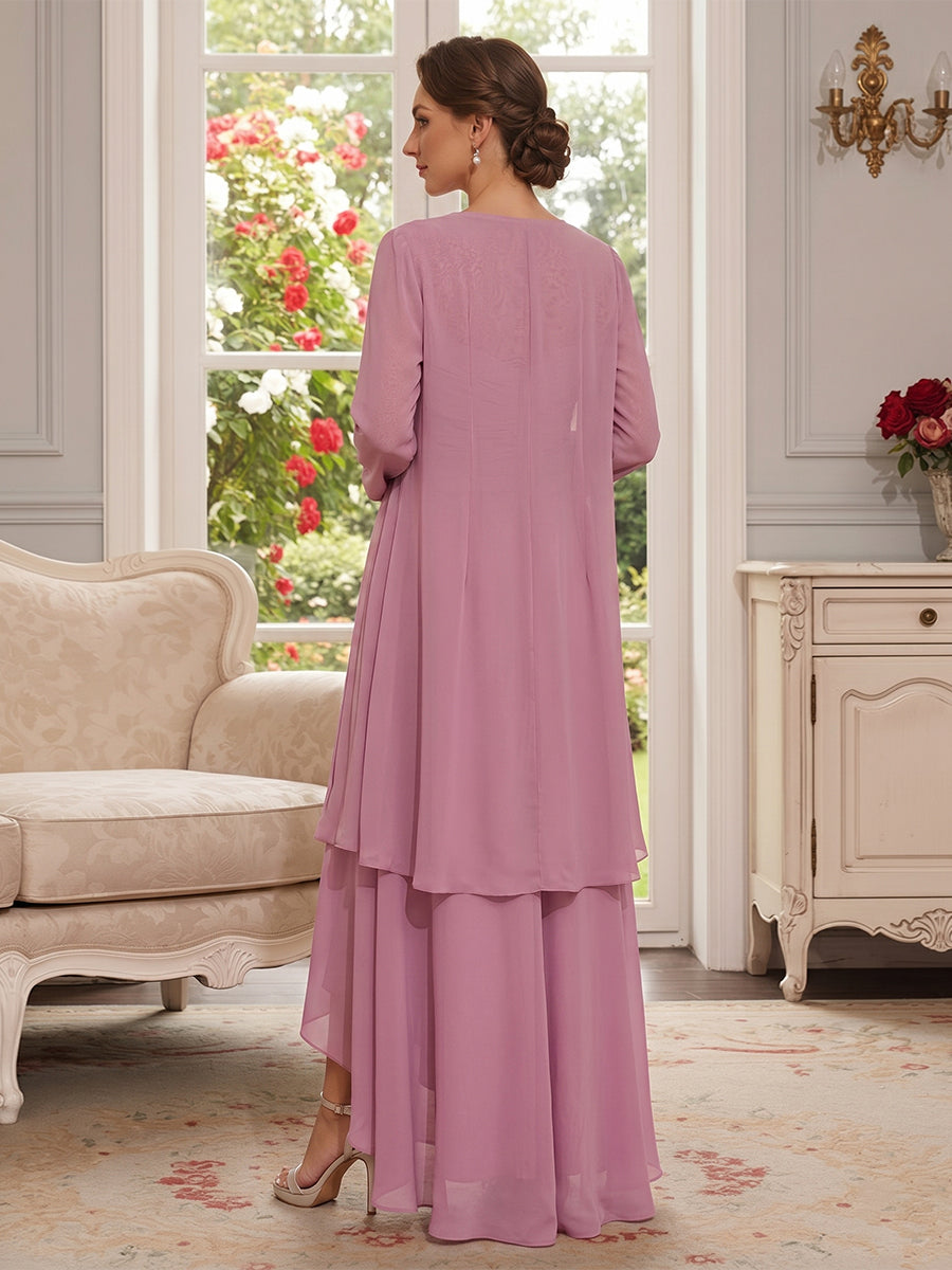 A-Line/Princess Sweetheart 3/4 Sleeves Asymmetrical Mother of the Bride Dresses with Lace & Appliques