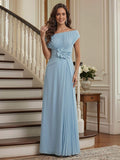 A-Line/Princess Asymmetrical Sleeveless Ankle-Length Mother of the Bride Dresses with 3D Floral & Pleats