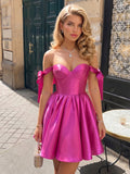 A-Line/Princess Sweetheart Sleeveless Short/Mini Homecoming Dresses with Bowknot & Pleats