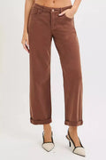 RISEN Jeans - Full Size Tummy Control Mid Rise Ankle Barrel Baggy Jeans