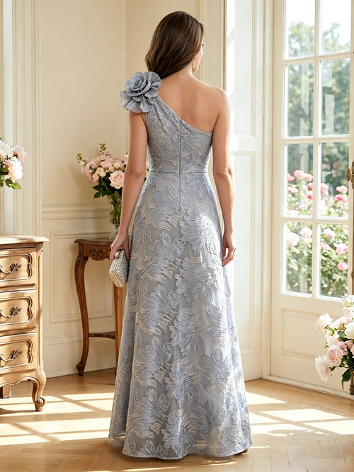 A-Line/Princess One-Shoulder Sleeveless Floor-Length Mother of the Bride Dresses with 3D Floral