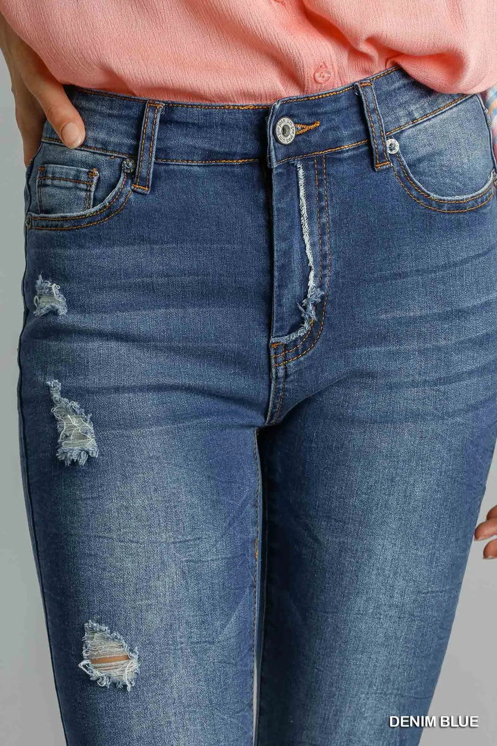 Umgee High-Waist Distressed Skinny Jeans
