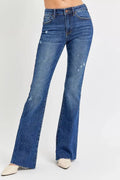 RISEN Jeans - Plus Size Distressed Mid Rise Flare Jeans
