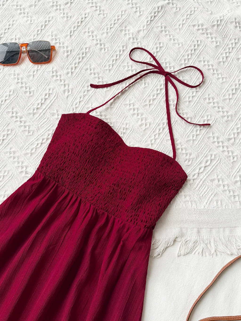 Sweetheart Halter Neck Tiered Dress