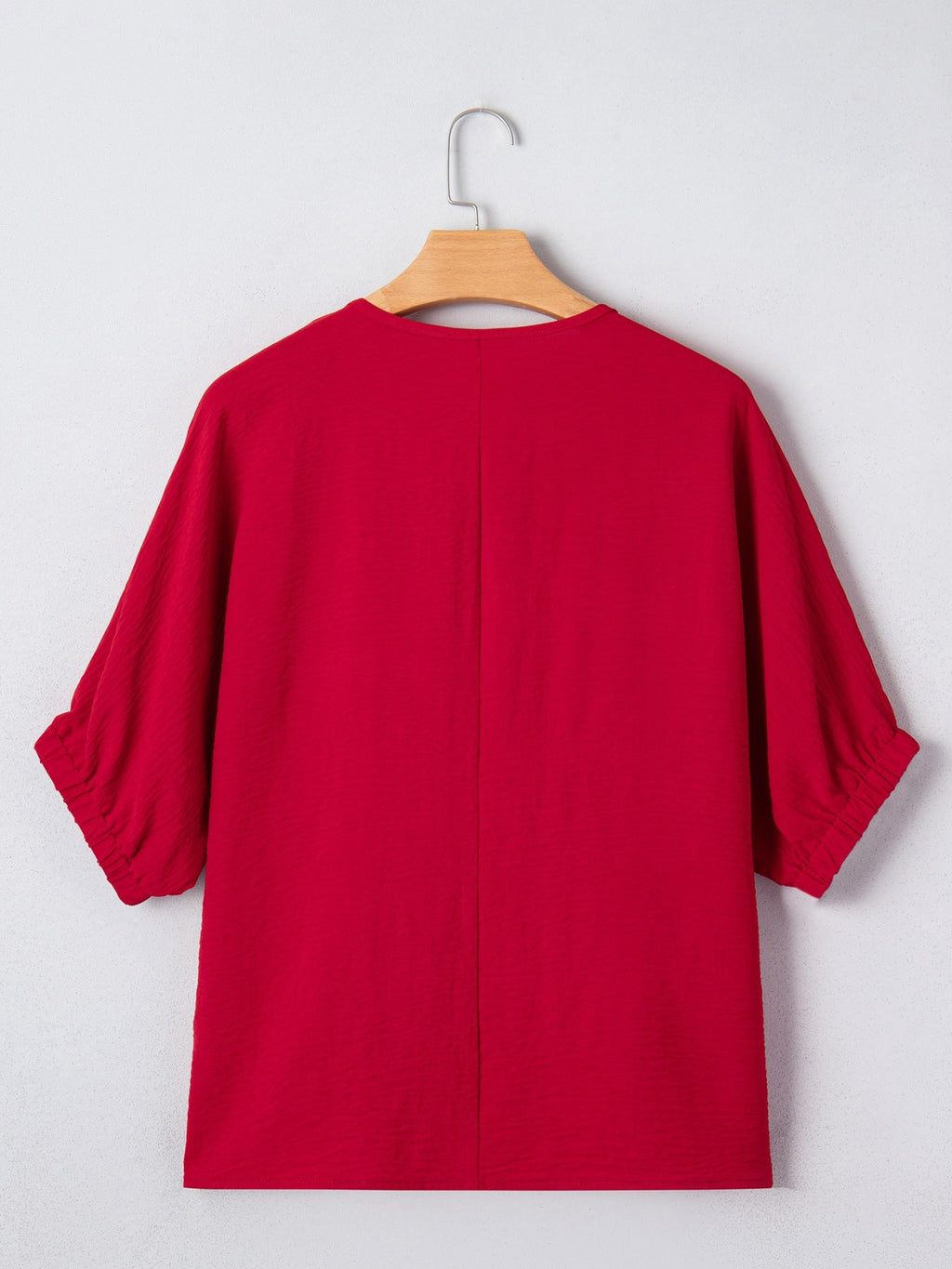 Women's Braided Detail V-Neck Half Sleeve Blouse