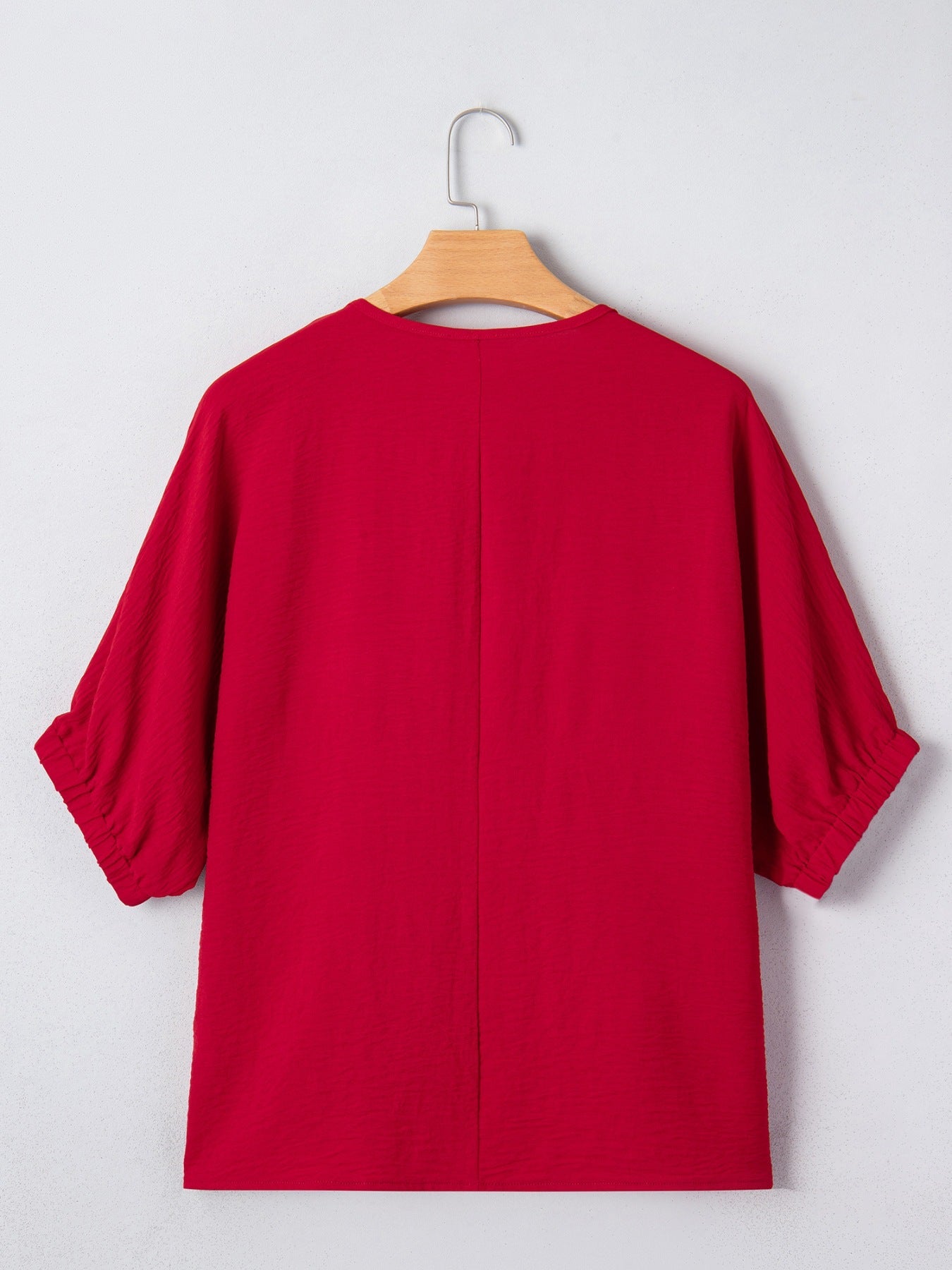 Women's Braided Detail V-Neck Half Sleeve Blouse