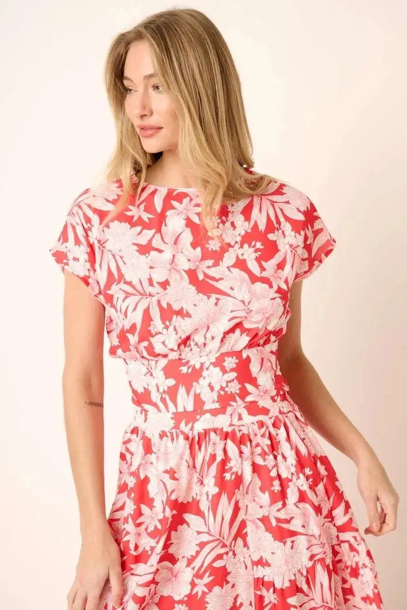 Mittoshop Tropical Floral Two-Piece Top & Tiered Maxi Skirt Set