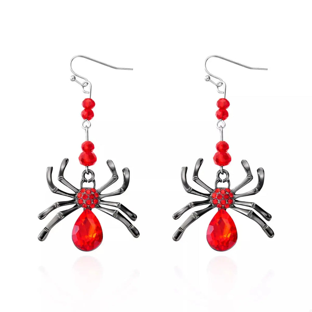 Crystal Spider Halloween Dangle Earrings