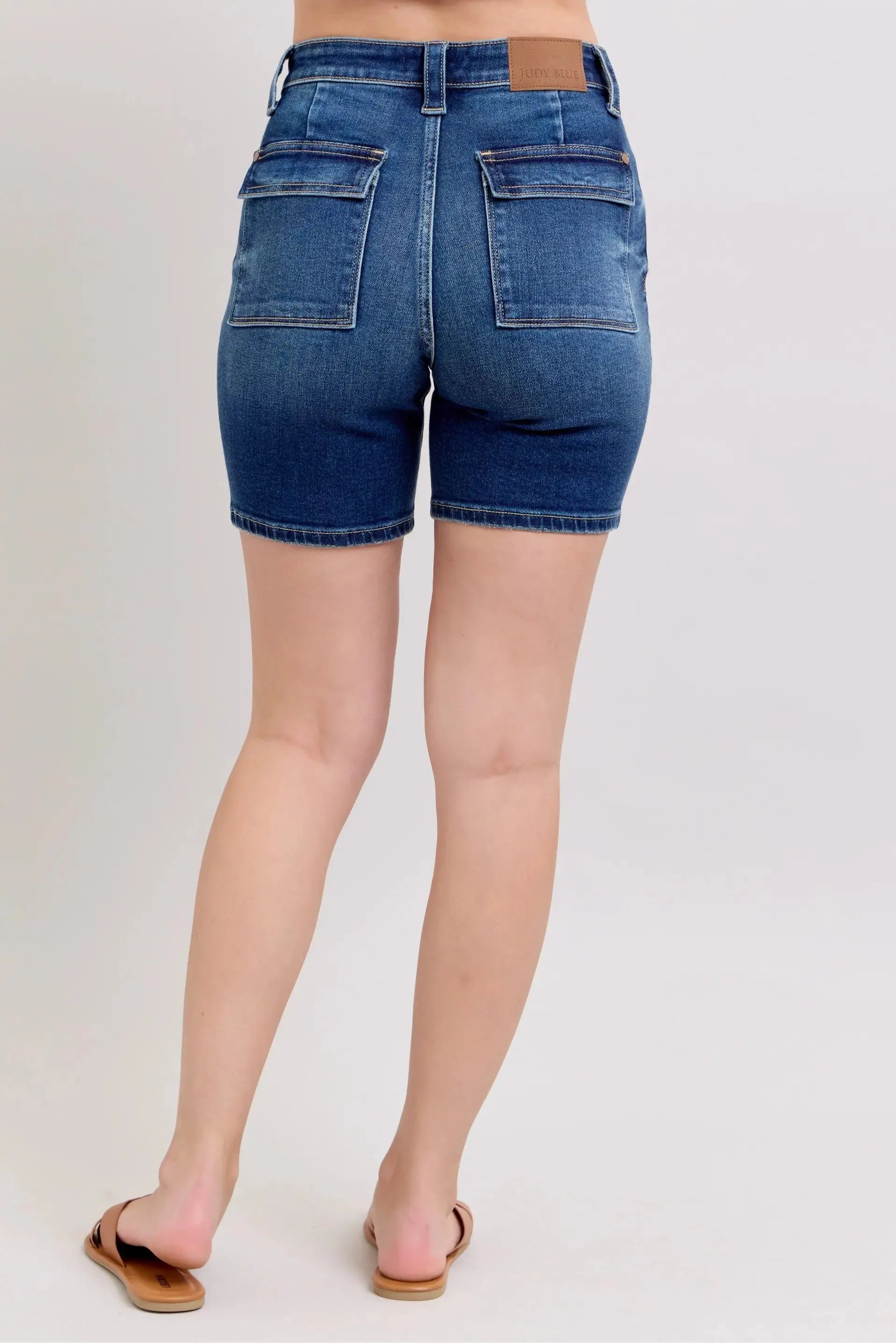 Full Size High Waist Bermuda Shorts by Judy Blue Jeans w/ Back Flap Pockets