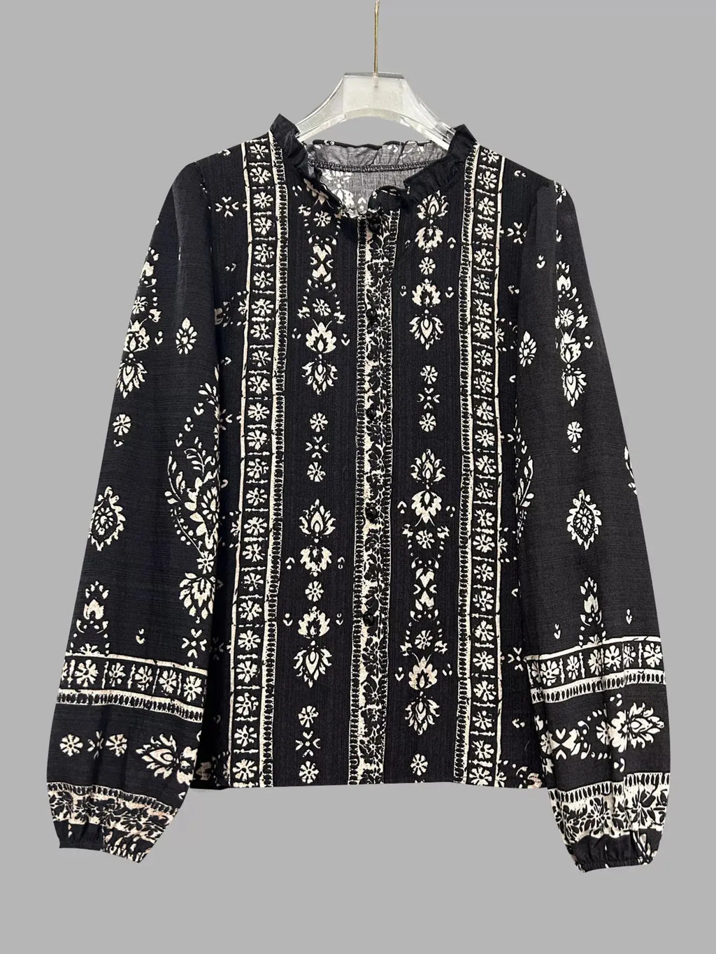 Printed Long Sleeve Boho Blouse