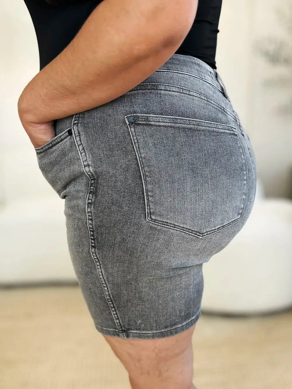 Full Size High Waist Washed Denim Shorts by Judy Blue Jeans