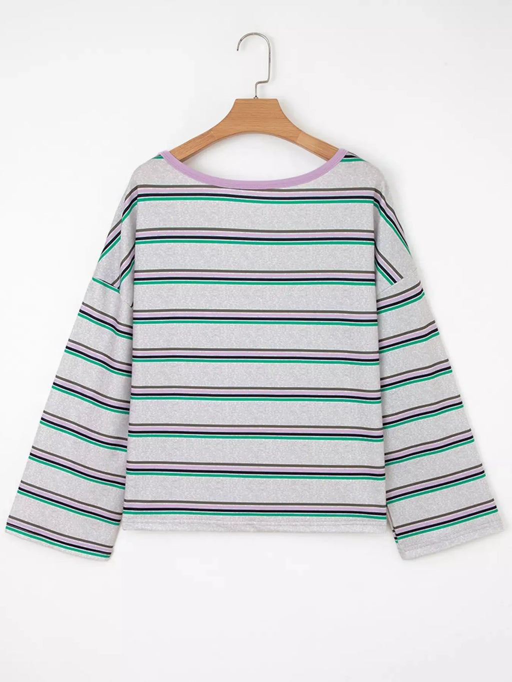 Casual Striped Oversize Drop Shoulder Long Sleeve Top