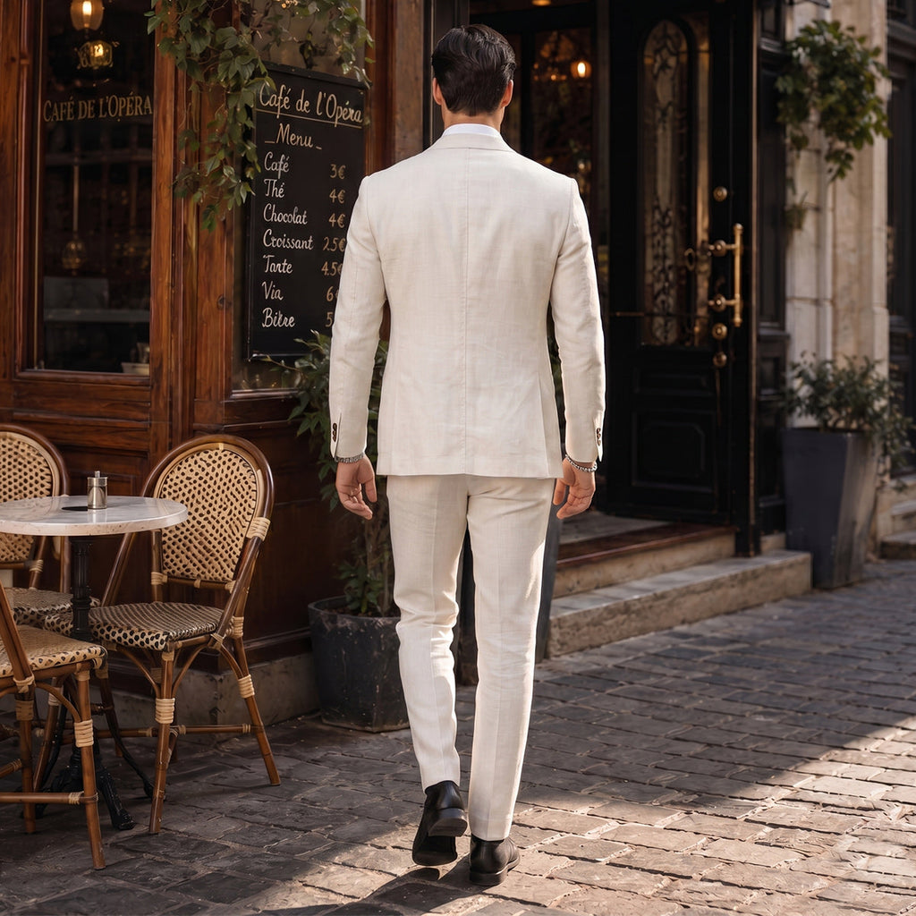 Tailored Fit Single Breasted Two-buttons 2 Pieces Solid Colored Men's Wedding Suits