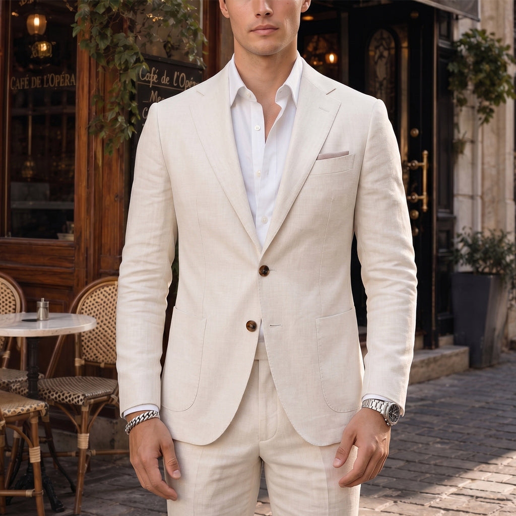 Tailored Fit Single Breasted Two-buttons 2 Pieces Solid Colored Men's Wedding Suits