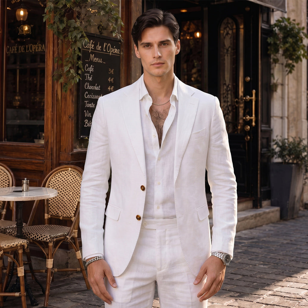Tailored Fit Single Breasted Two-buttons 2 Pieces Solid Colored Men's Wedding Suits