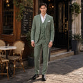 Tailored Fit Single Breasted Two-buttons 3 Pieces Solid Colored Men's Wedding Suits