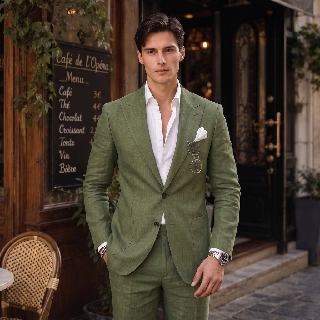 Tailored Fit Single Breasted Two-buttons 2 Pieces Solid Colored Men's Wedding Suits
