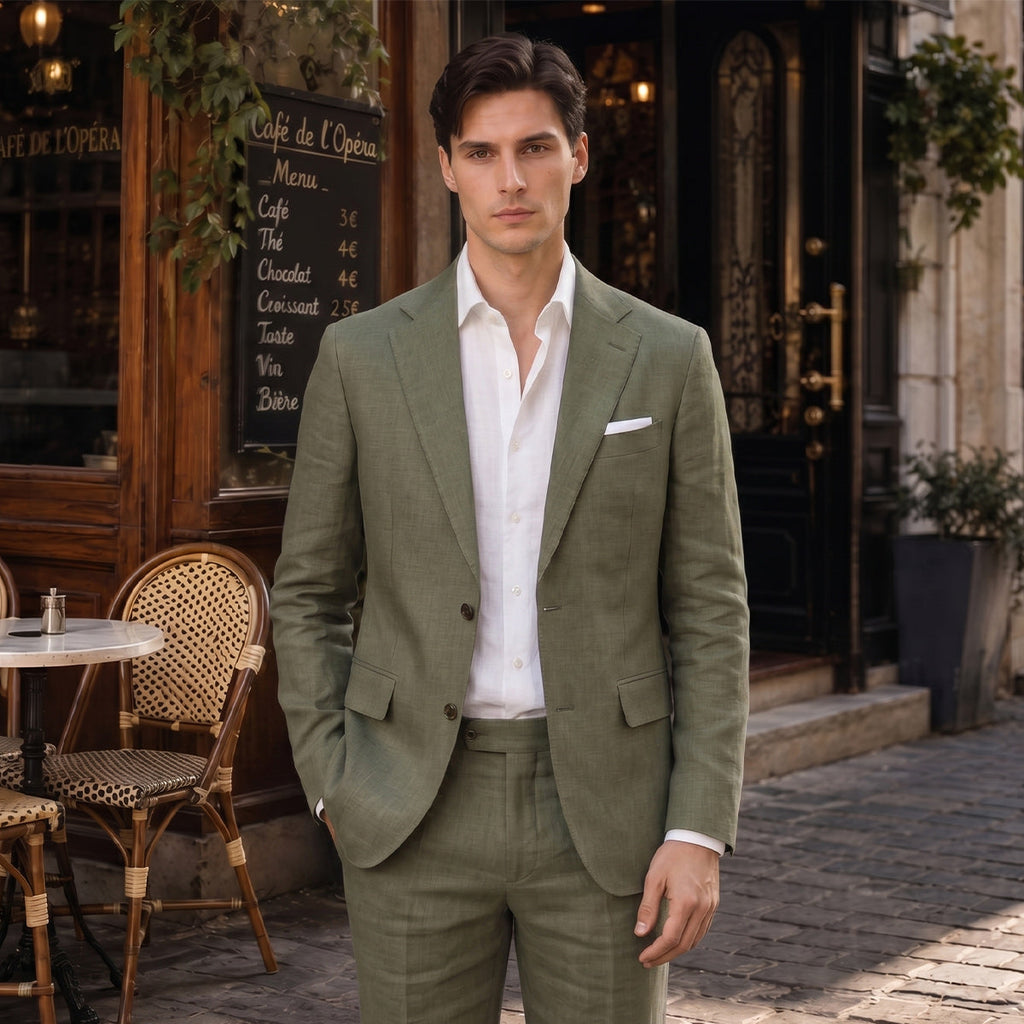 Tailored Fit Single Breasted Two-buttons 2 Pieces Solid Colored Men's Wedding Suits