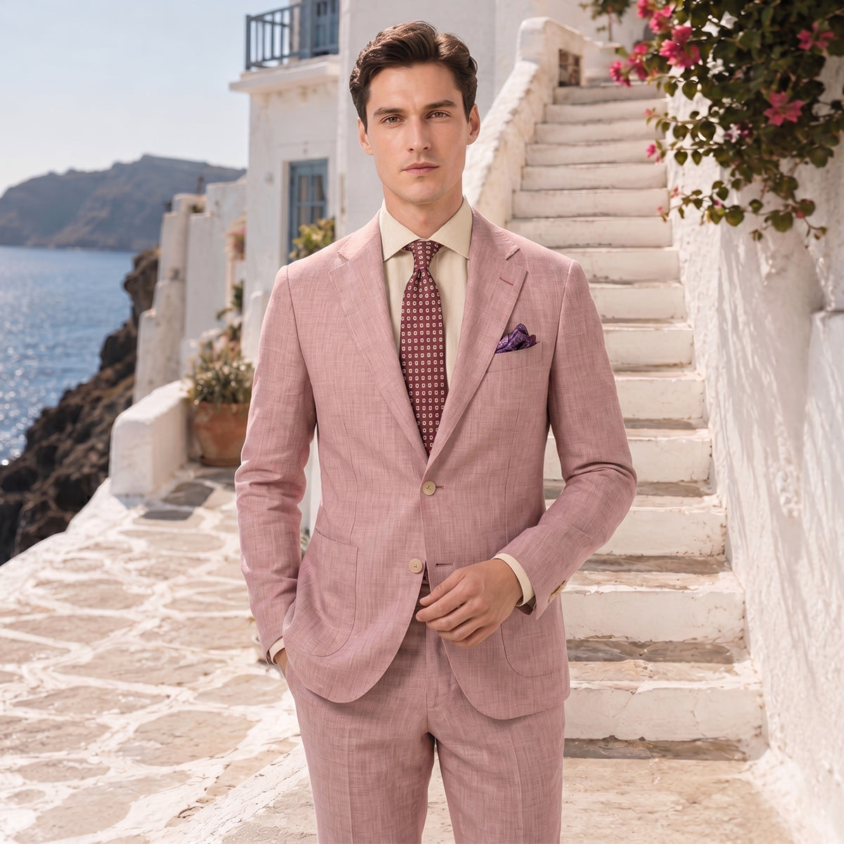 Tailored Fit Single Breasted Two-buttons 2 Pieces Solid Colored Men's Wedding Suits