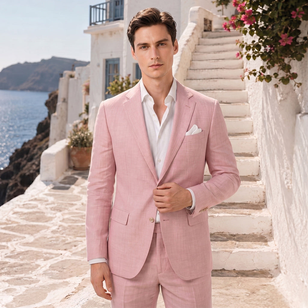 Tailored Fit Single Breasted Two-buttons 2 Pieces Solid Colored Men's Wedding Suits