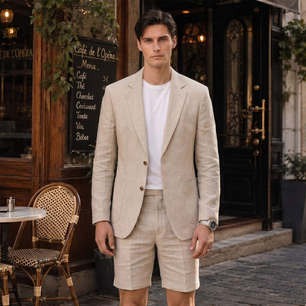 Tailored Fit Single Breasted Summer Two-buttons 2 Pieces Solid Colored Men's Wedding Suits