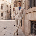 Tailored Fit Single Breasted Two-buttons 3 Pieces Solid Colored Men's Wedding Suits