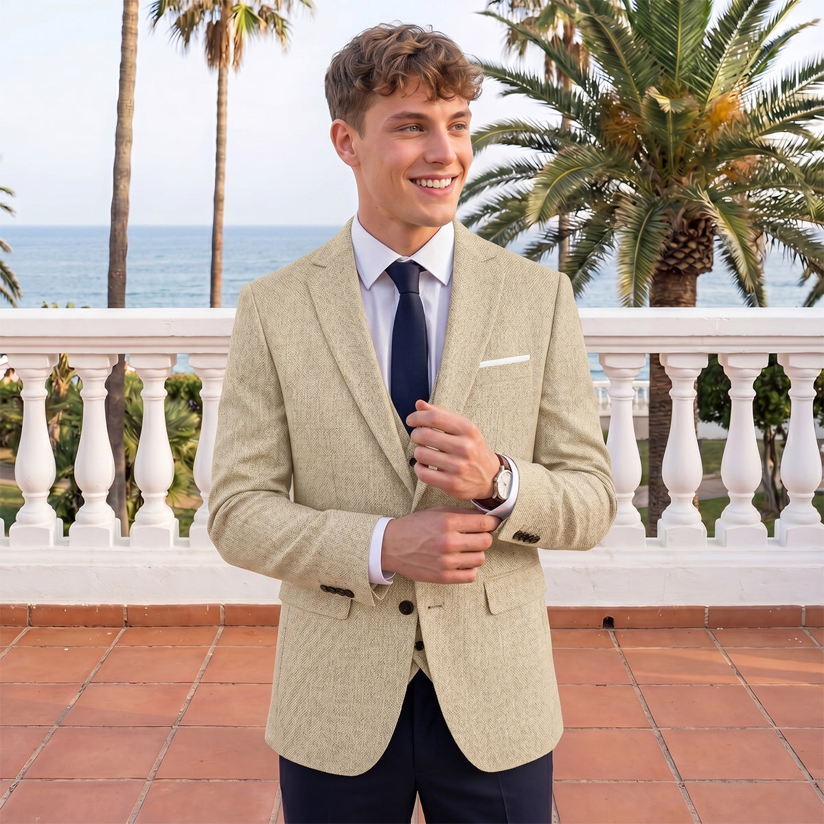 Tailored Fit Single Breasted One-button Solid Colored Men's Wedding Jackets