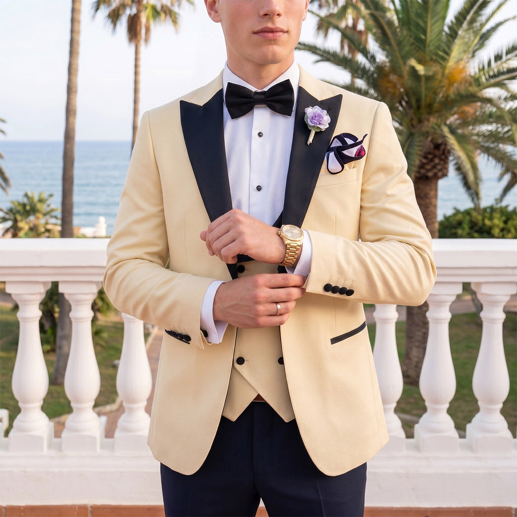 Tailored Fit Single Breasted One-button 3 Pieces Solid Colored Men's Wedding Suits