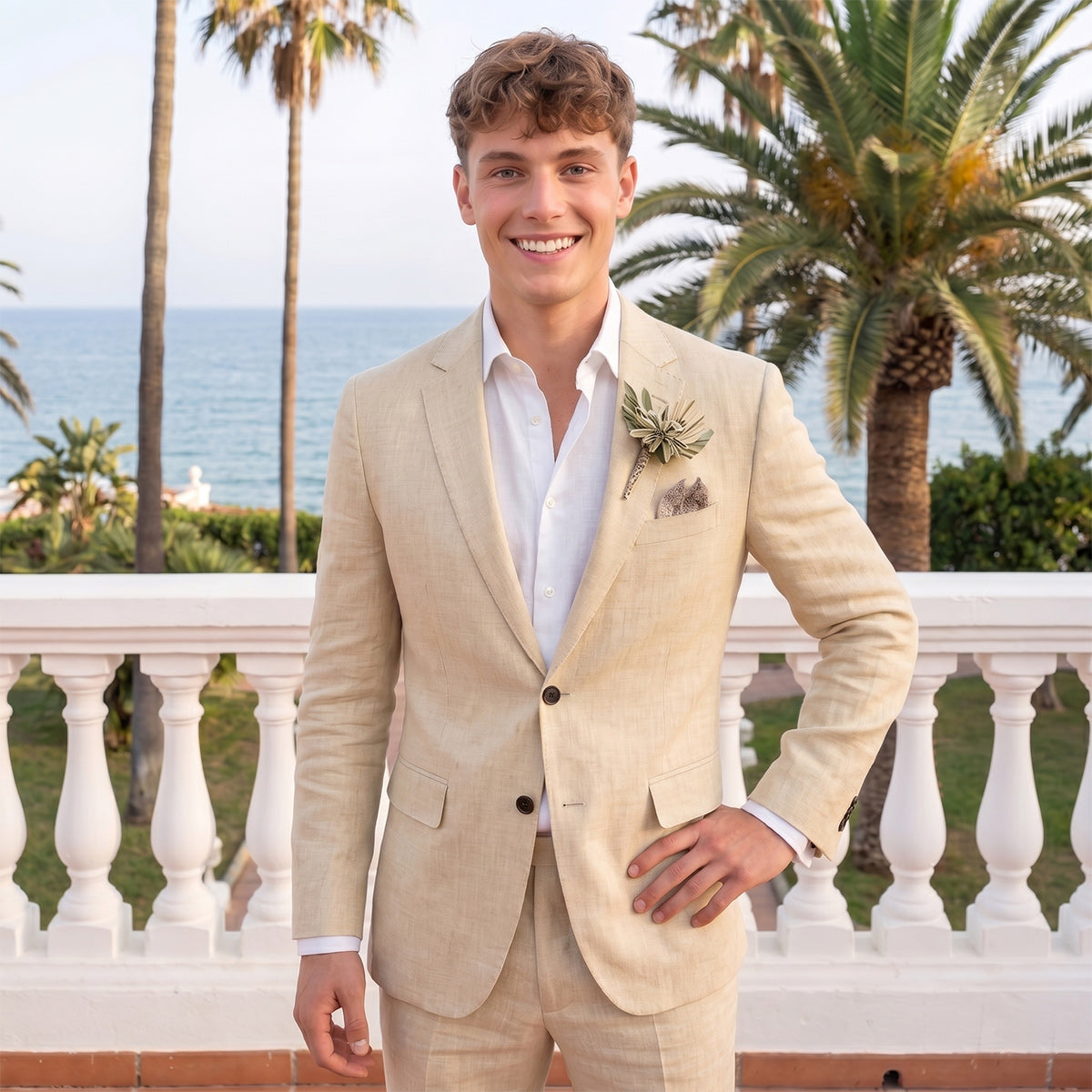 Tailored Fit Single Breasted Two-buttons 2 Pieces Solid Colored Men's Wedding Suits
