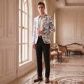 Tailored Fit Notched Lapel Single Breasted One-button Men's Party Jacket With Floral