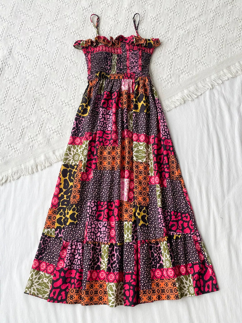 Smocked Leopard Print Cami Dress
