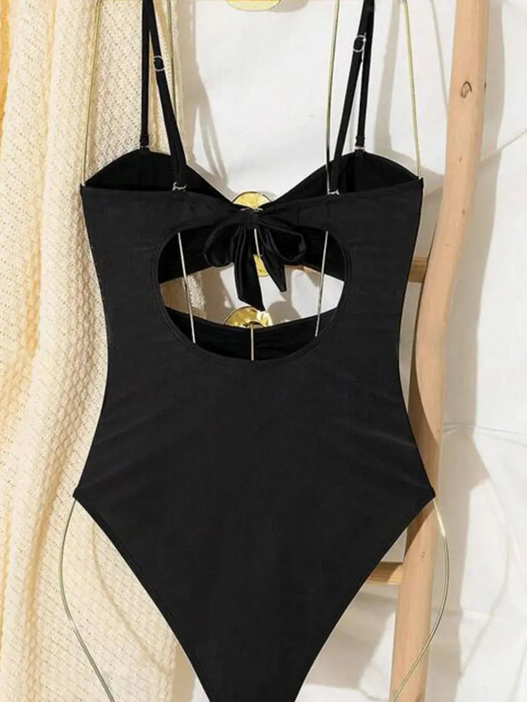 Gold Hardware Cutout Sweetheart Neck One Piece Swimsuit
