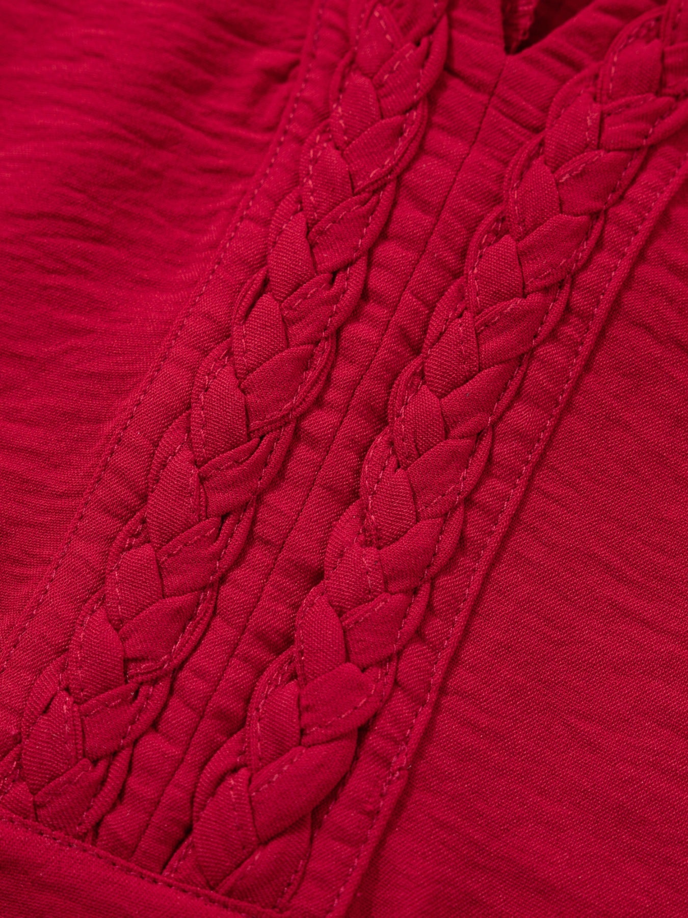 Women's Braided Detail V-Neck Half Sleeve Blouse