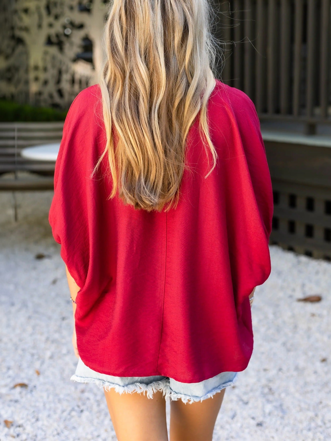 Women's Braided Detail V-Neck Half Sleeve Blouse