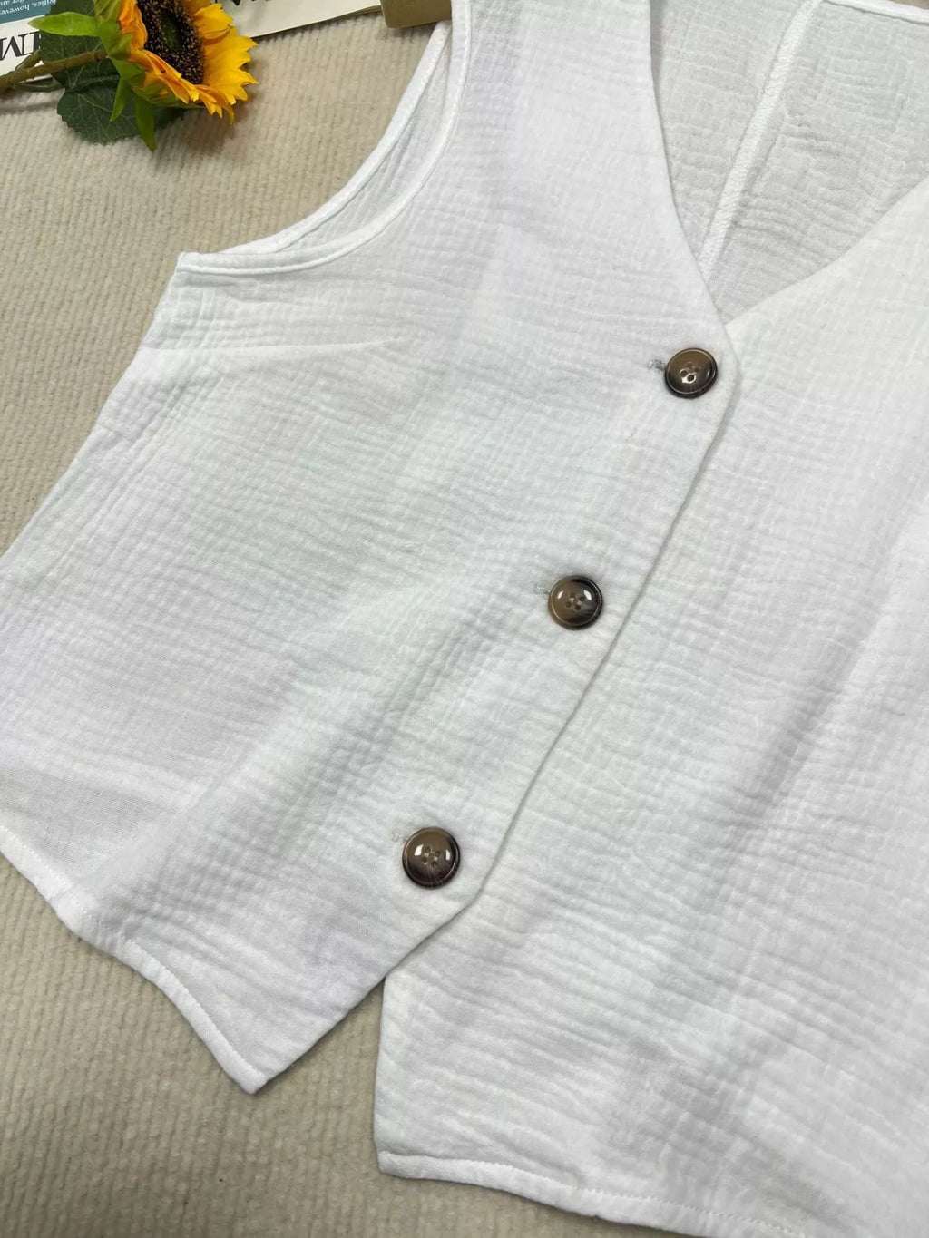 Textured Button Up Vest