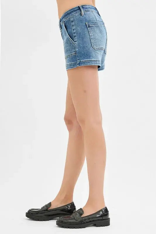 RISEN Jeans - Low Rise Patched Pocket Shorts