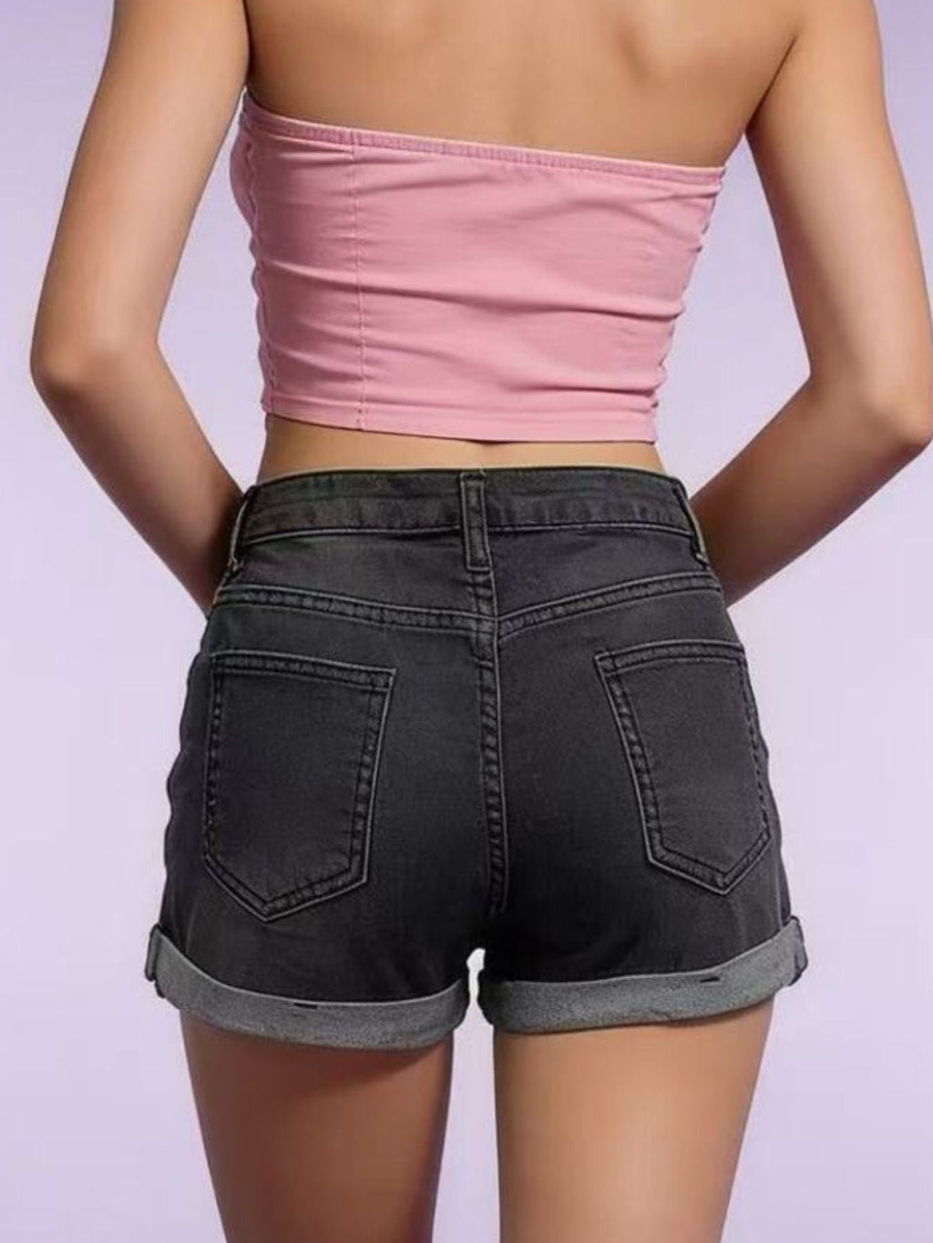 Distressed Denim Roll Up Shorts