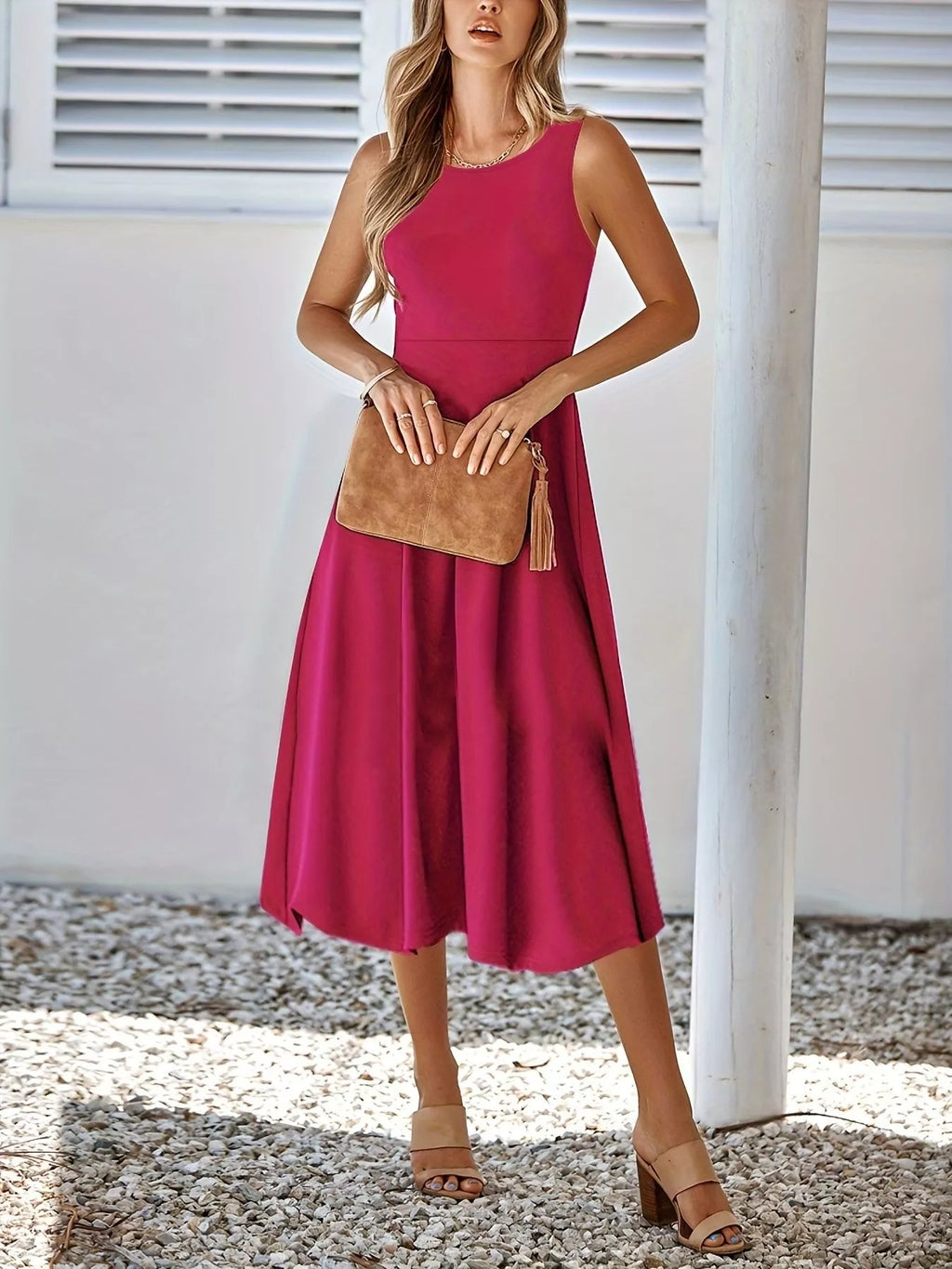 Sleeveless A Line Midi Dress