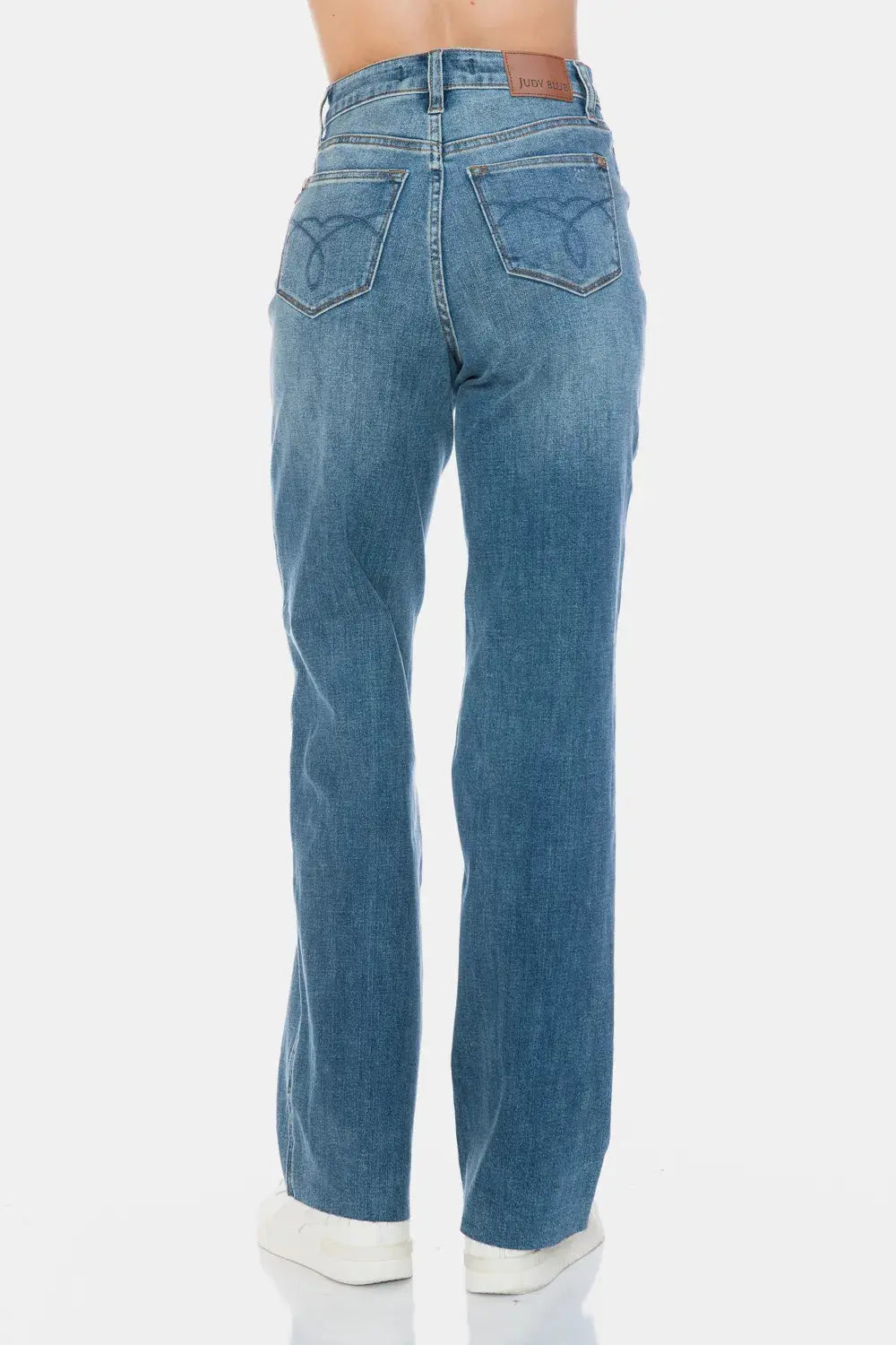 Full Size/Plus Size Tummy Control Cut Raw Hem Straight Judy Blue Jeans