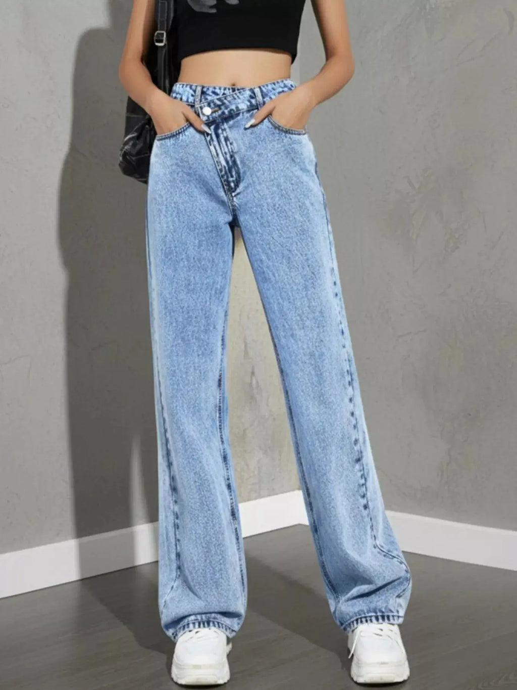 High Waist Wide Leg Denim Jeans