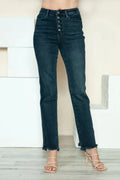 Plus Size Button Fly Hem Destroy Straight Leg Judy Blue Jeans