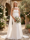 Trumpet/Mermaid  Strapless Sleeveless Floor-Length Maternity Wedding Dresses With Ruched