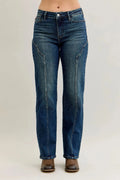 Plus Size Seam Detailed Straight Leg Judy Blue Jeans