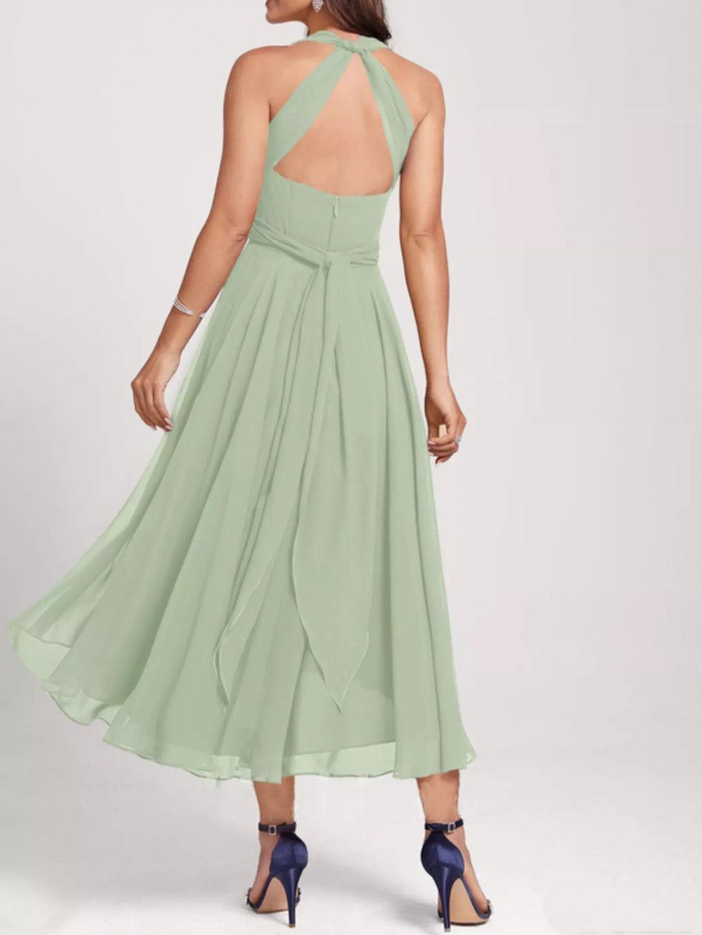 Ruched Crisscross A Line Midi Dress