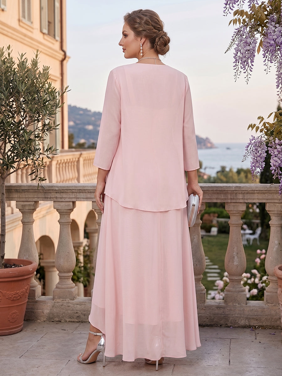A-Line/Princess Asymmetrical Sleeveless Plus Size Mother of the Bride Dresses With Ruffles & Jacket